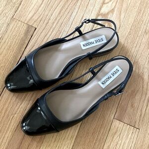 Steve Madden Black Cap Toe Slingback Flats